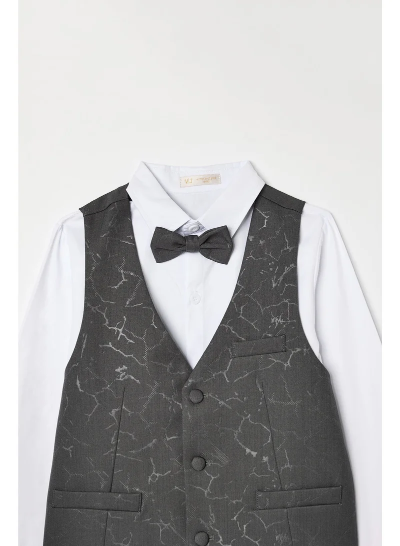 Victor And Jane  Dark Grey Waistcoat, Shirt, Trousers & Bow Tie Set (3 Years–8 Years) for Men | Best Price UAE